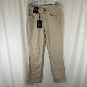 New Hart Schaffner Marx Jeans Mens 30x30 Off White Straight Flat Front Cotton Bl